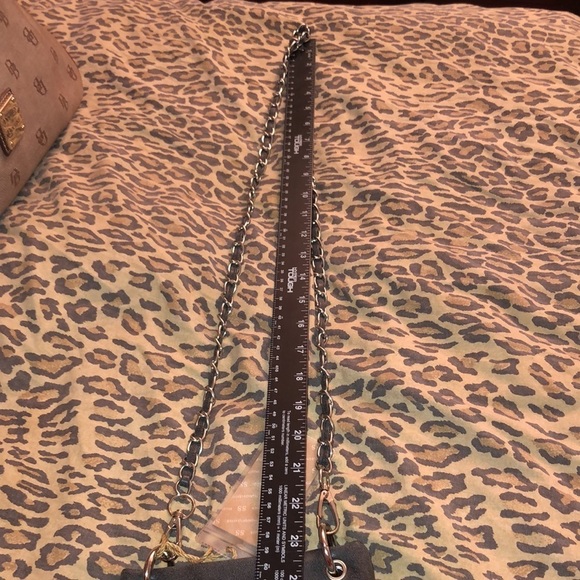 SS Fashion faux leather crossbody very dark gray black turquoise studded crosses - Picture 15 of 16